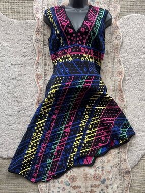 Peter Pilotto Asymmetrical Knit Multicolor One-Shoulder Striped Dress